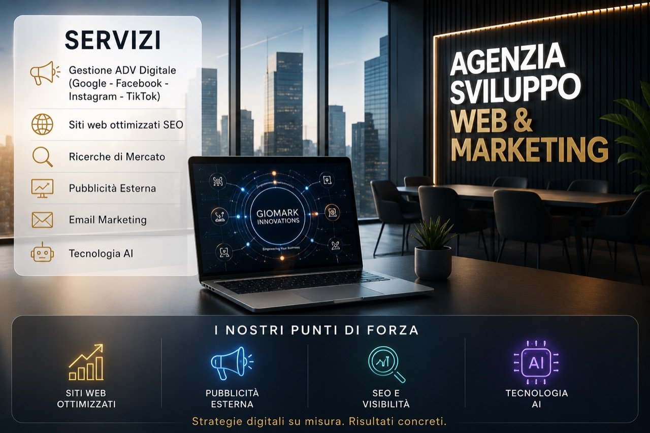 Servizi Giomark Innovations per web marketing, SEO, advertising e AI
